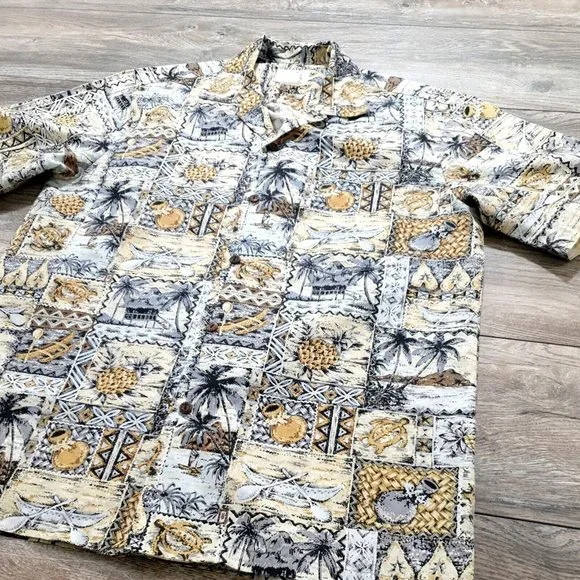 Ho Aloha Mens Medium Short Sleeve Shirt Hawaiian Vacation Beach Island Casual - Picture 6 of 10